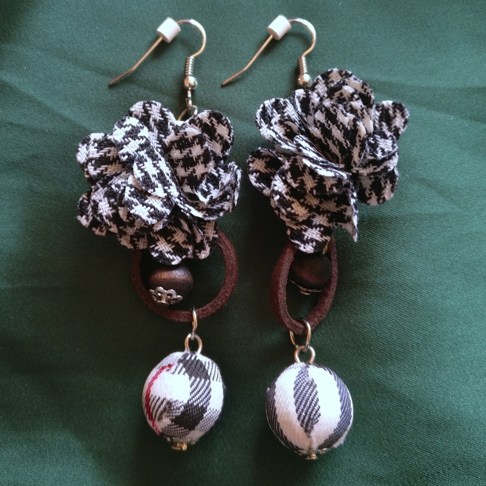 Mixed Media Patterned Drop Earrings